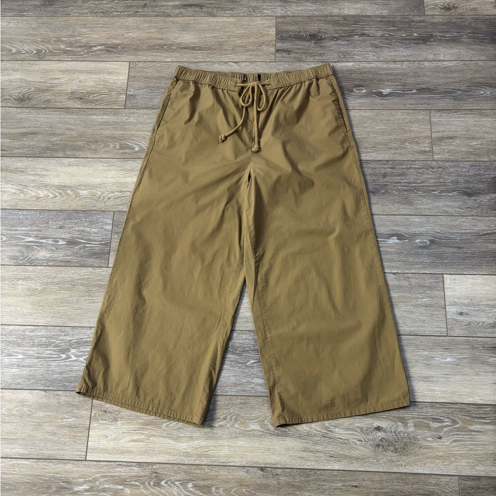 Banana Republic Pants Sz L Wide Leg Crop Khaki Whiskey Preppy Quiet Luxury
